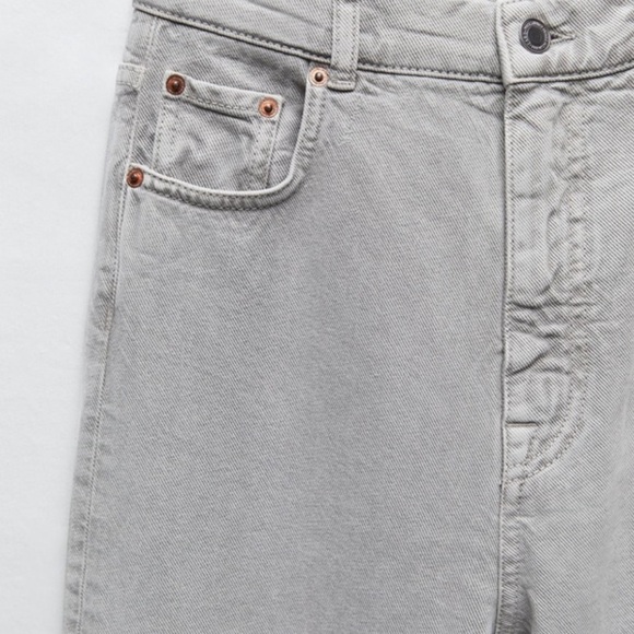 ZARA Premium 90s Wide Leg Jeans Smokey Grey - Picture 3 of 4